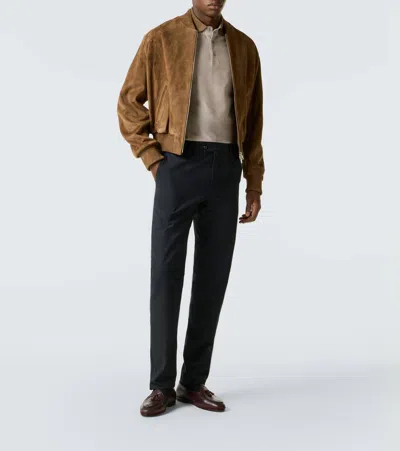 Canali Beige-hazelnut Cotton Jacquard Polo Shirt In Neutral