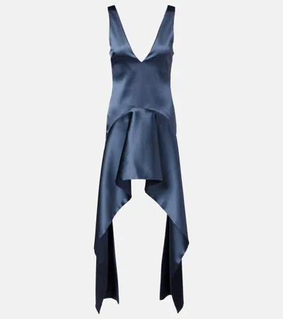 Jw Anderson Mens Steel Blue V-neck Panels Stretch-woven Mini Dress