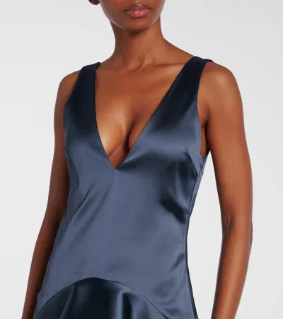 Jw Anderson Mens Steel Blue V-neck Panels Stretch-woven Mini Dress