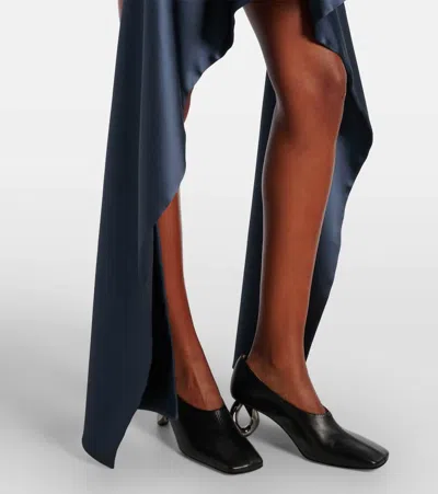 Jw Anderson Mens Steel Blue V-neck Panels Stretch-woven Mini Dress