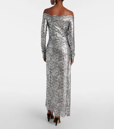 Rabanne Long Lace Dress In Silver