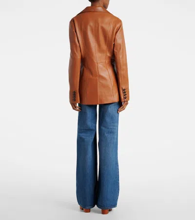 Chloé Slouch Leather Belted Single-breasted Jacket In Brown