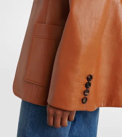 Chloé Slouch Leather Belted Single-breasted Jacket In Brown