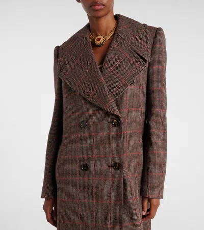 Chloé Double-breasted Coat With A Check Pattern In Brown