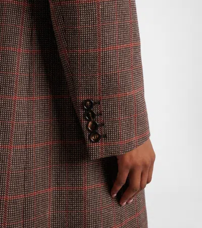 Chloé Double-breasted Coat With A Check Pattern In Brown