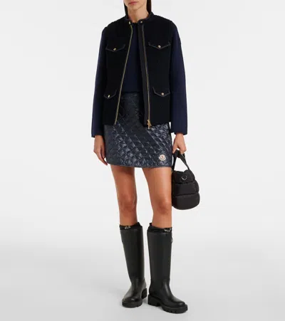 Moncler Fallavier Virgin Wool Down Vest In Blue