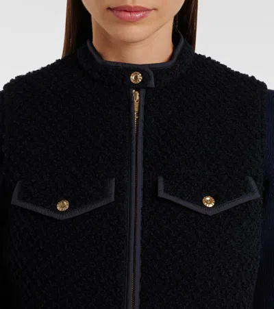 Moncler Fallavier Virgin Wool Down Vest In Blue