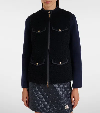 Moncler Fallavier Virgin Wool Down Vest In Blue