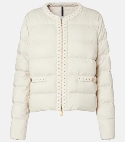 Moncler Braid-trimmed Quilted Jacket In Neutral