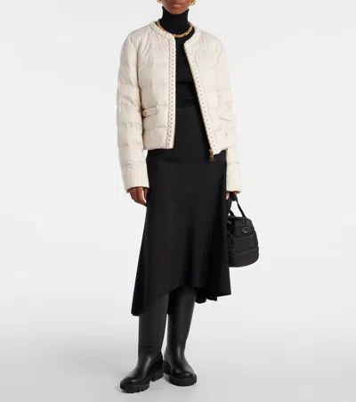 Moncler Braid-trimmed Quilted Jacket In Neutral