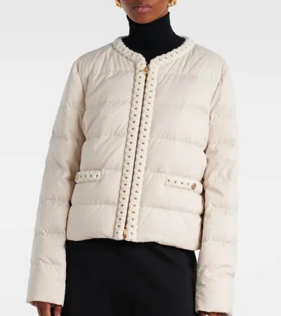 Moncler Braid-trimmed Quilted Jacket In Neutral