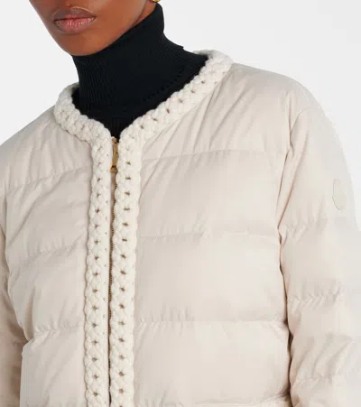 Moncler Braid-trimmed Quilted Jacket In Neutral