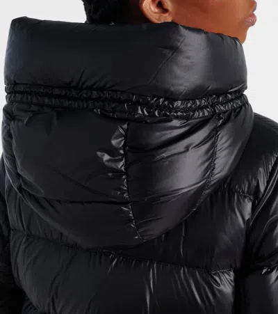 Moncler Suyenne Hooded Mid-length Down Jacket In Black