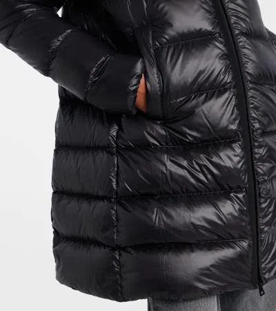 Moncler Suyenne Hooded Mid-length Down Jacket In Black