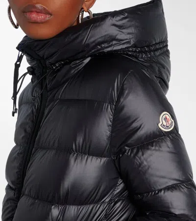 Moncler Suyenne Hooded Mid-length Down Jacket In Black