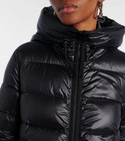 Moncler Suyenne Hooded Mid-length Down Jacket In Black