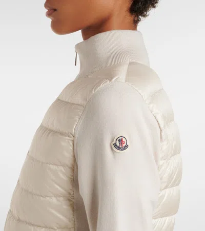 Moncler Womens Light Beige Logo-badge Padded Zip Wool And Nylon Cardigan In Neutral