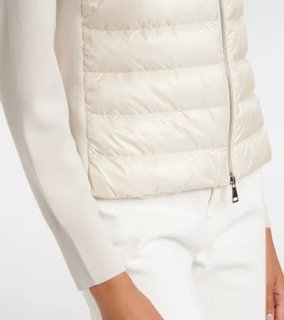 Moncler Womens Light Beige Logo-badge Padded Zip Wool And Nylon Cardigan In Neutral