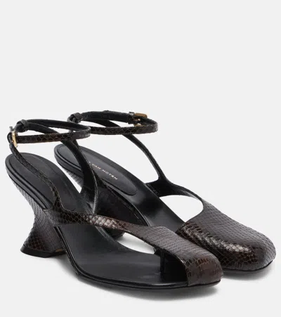 Dries Van Noten Sculptural High Heel Pumps With Ankle Strap In Brown
