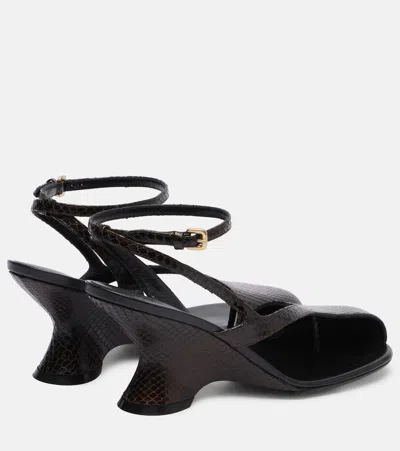 Dries Van Noten Sculptural High Heel Pumps With Ankle Strap In Brown