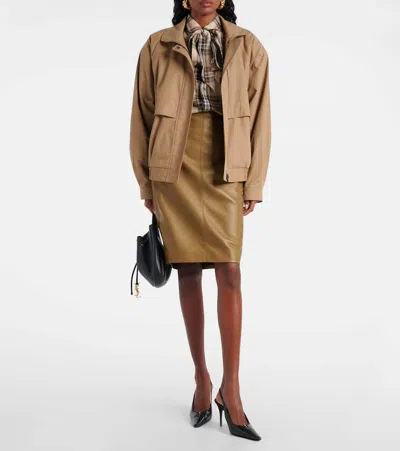 Saint Laurent High-rise Leather Pencil Skirt In Glace Brown