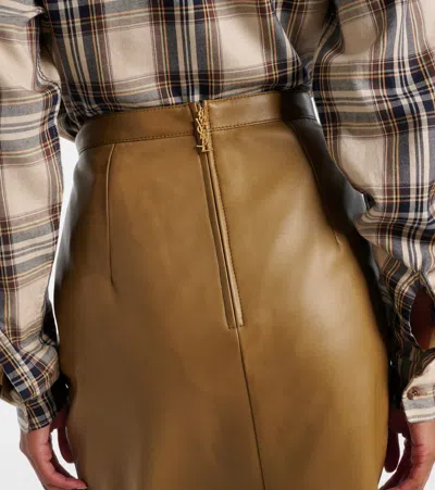 Saint Laurent High-rise Leather Pencil Skirt In Glace Brown