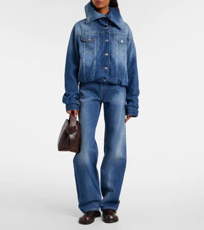 Acne Studios Faded Crumpled Denim Jacket Women In Blue