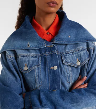 Acne Studios Faded Crumpled Denim Jacket Women In Blue