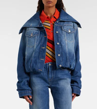 Acne Studios Faded Crumpled Denim Jacket Women In Blue