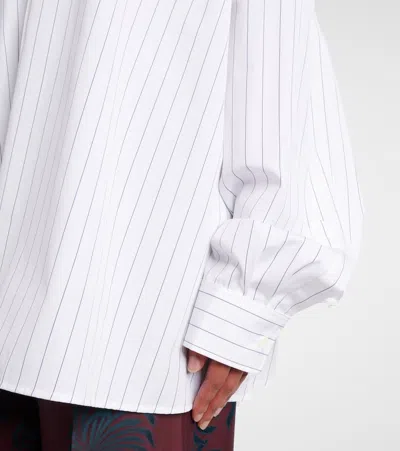 Dries Van Noten Pinstripe Button-down Shirt In Soft Viscose-cotton Blend In White