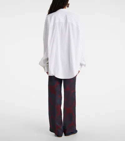 Dries Van Noten Pinstripe Button-down Shirt In Soft Viscose-cotton Blend In White