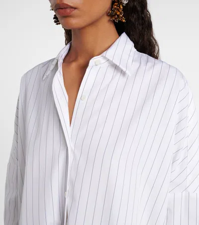 Dries Van Noten Pinstripe Button-down Shirt In Soft Viscose-cotton Blend In White