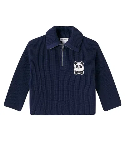 PANDA棉质半拉链毛衣