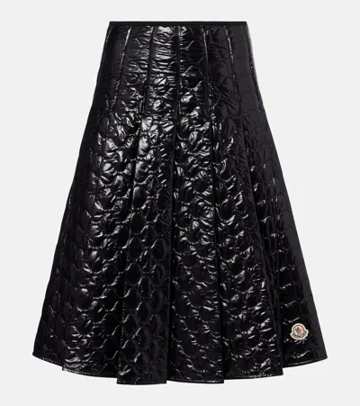 Moncler Black Padded Midi Skirt In Black