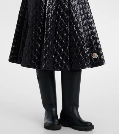 Moncler Black Padded Midi Skirt In Black
