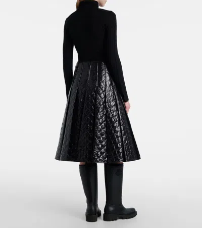 Moncler Black Padded Midi Skirt In Black