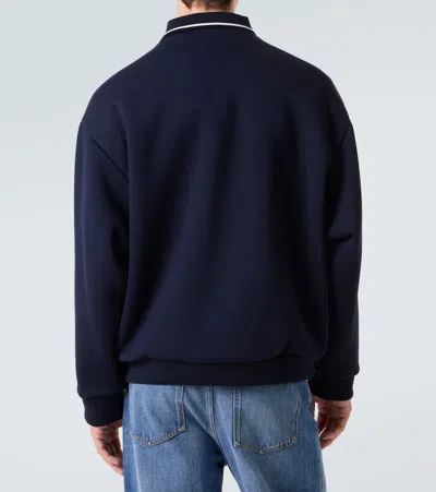 Miu Miu Logo Cotton Blouson In Blue