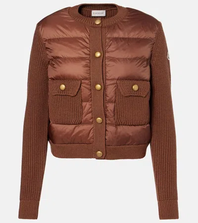 Moncler Wool-trimmed Down Jacket In Pink