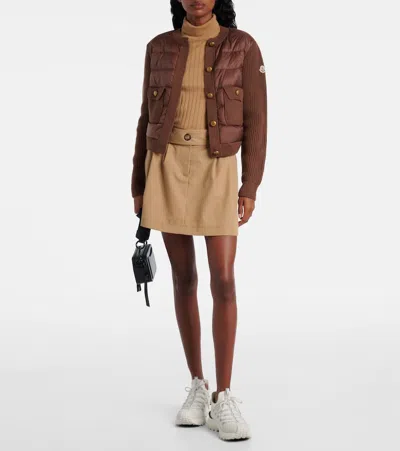 Moncler Wool-trimmed Down Jacket In Pink