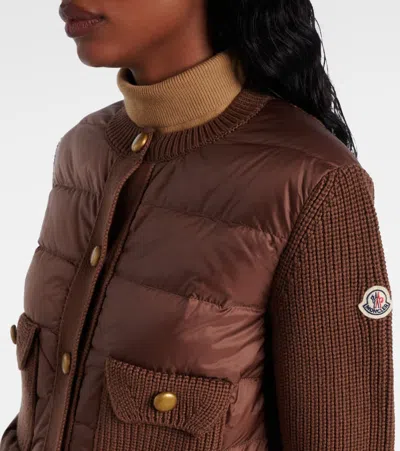 Moncler Wool-trimmed Down Jacket In Pink