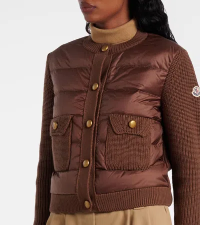 Moncler Wool-trimmed Down Jacket In Pink