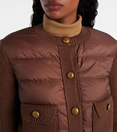 Moncler Wool-trimmed Down Jacket In Pink