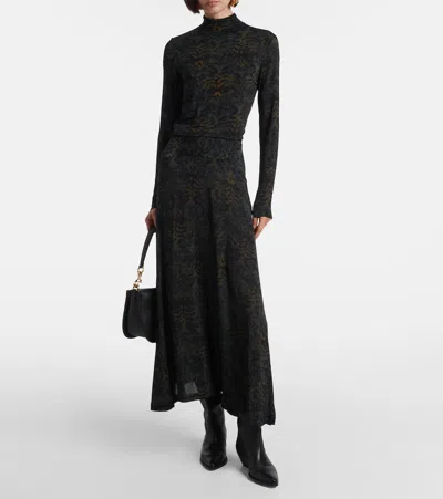 Ulla Johnson Aurelia Printed Stretch-jersey Turtleneck Top In Multi