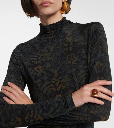 Ulla Johnson Aurelia Printed Stretch-jersey Turtleneck Top In Multi