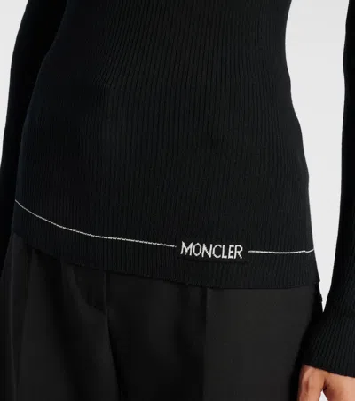 Moncler Fitted Turtleneck Knitwear Long Sleeves In Black