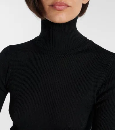 Moncler Fitted Turtleneck Knitwear Long Sleeves In Black