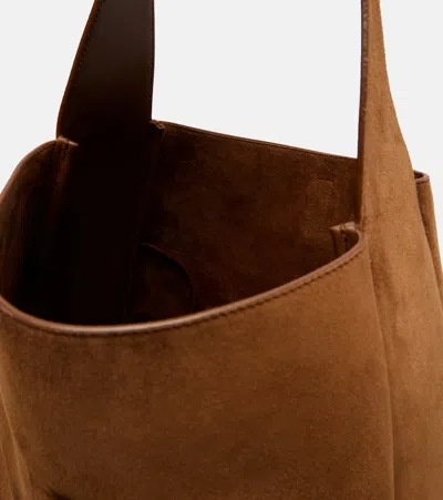 Saint Laurent Le 5 À 7 Supple Large Suede Shoulder Bag In Brown