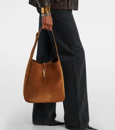 Saint Laurent Le 5 À 7 Supple Large Suede Shoulder Bag In Brown