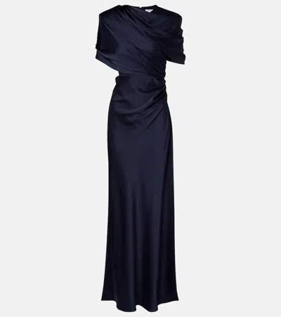 Stella Mccartney Caped Draped Gown In Blue