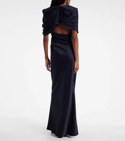 Stella Mccartney Caped Draped Gown In Blue